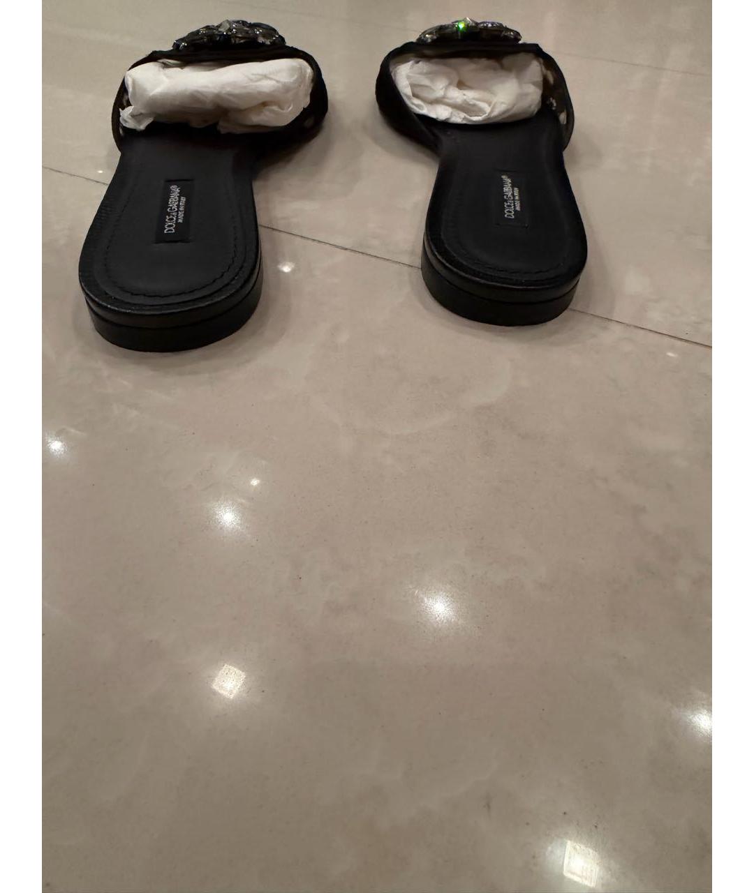 DOLCE&GABBANA Черные текстильные шлепанцы, фото 5