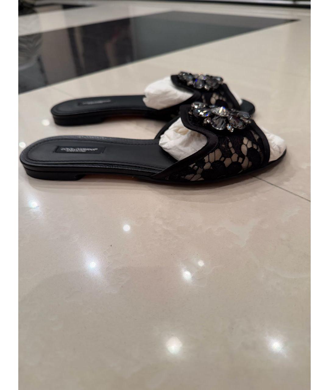DOLCE&GABBANA Черные текстильные шлепанцы, фото 7