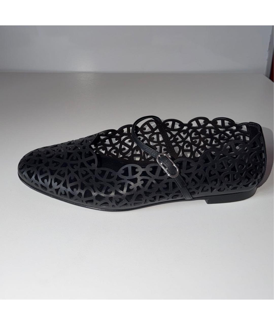 HERMES Черные кожаные балетки, фото 4