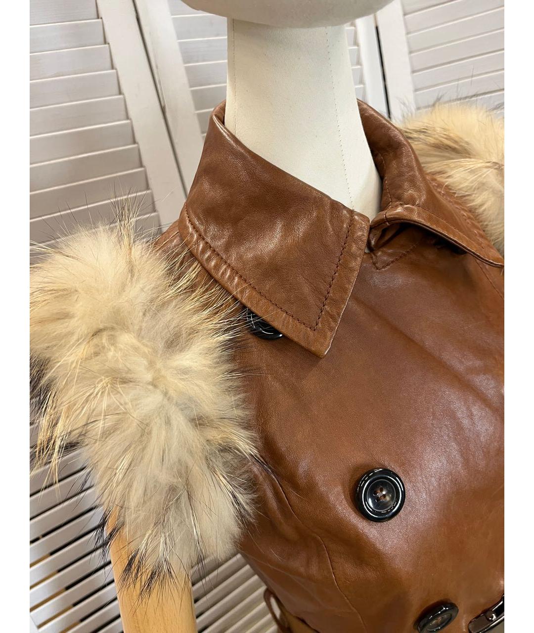 SPORTMAX Коричневый кожаный жилет, фото 7