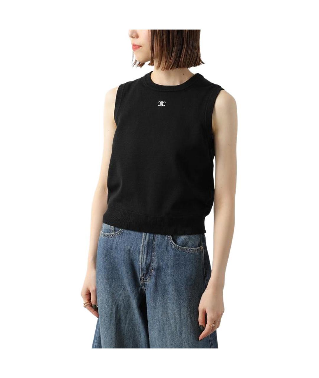 CELINE Черная майка, фото 4