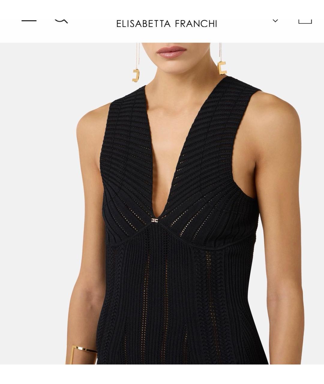 ELISABETTA FRANCHI Черное коктейльное платье, фото 4