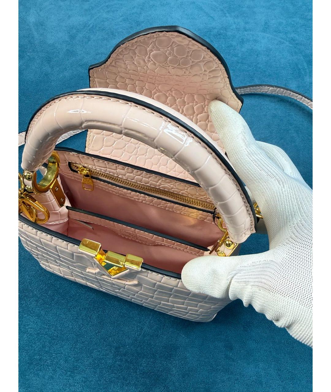 LOUIS VUITTON Бежевая кожаная сумка через плечо, фото 4