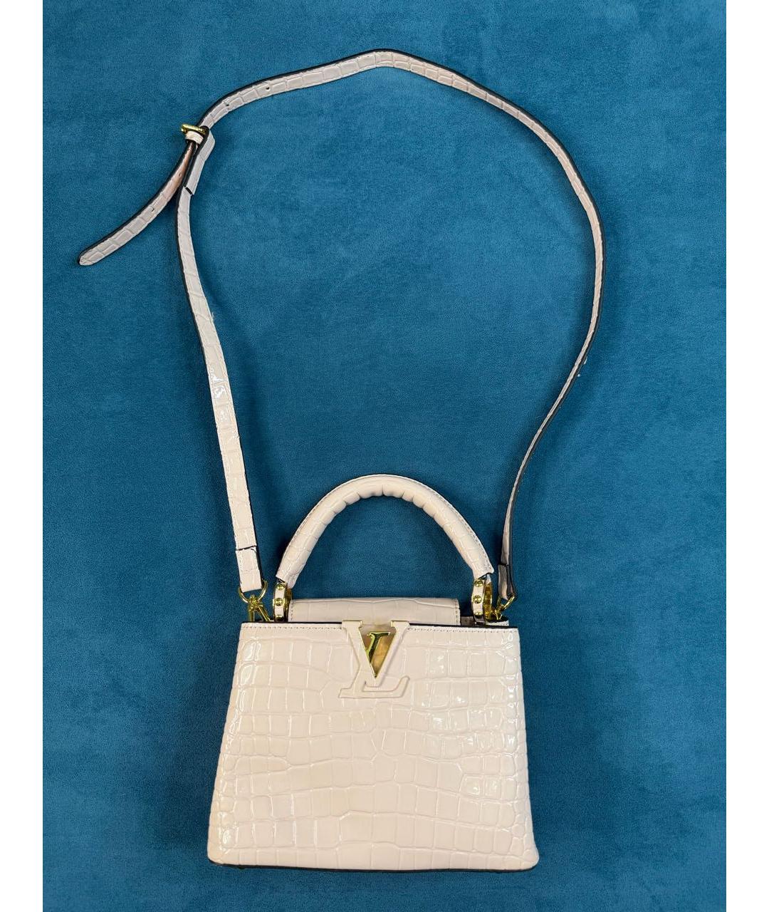 LOUIS VUITTON Бежевая кожаная сумка через плечо, фото 7