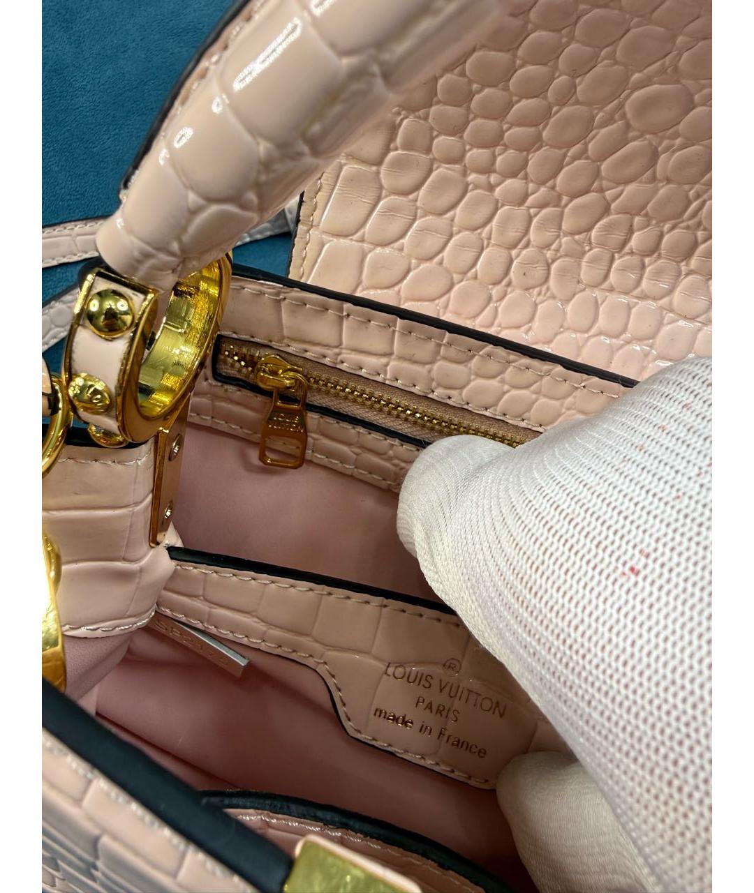 LOUIS VUITTON Бежевая кожаная сумка через плечо, фото 5