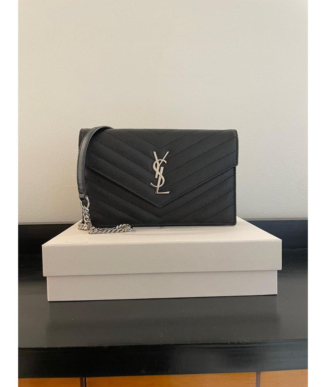 SAINT LAURENT Черная кожаная сумка через плечо, фото 4