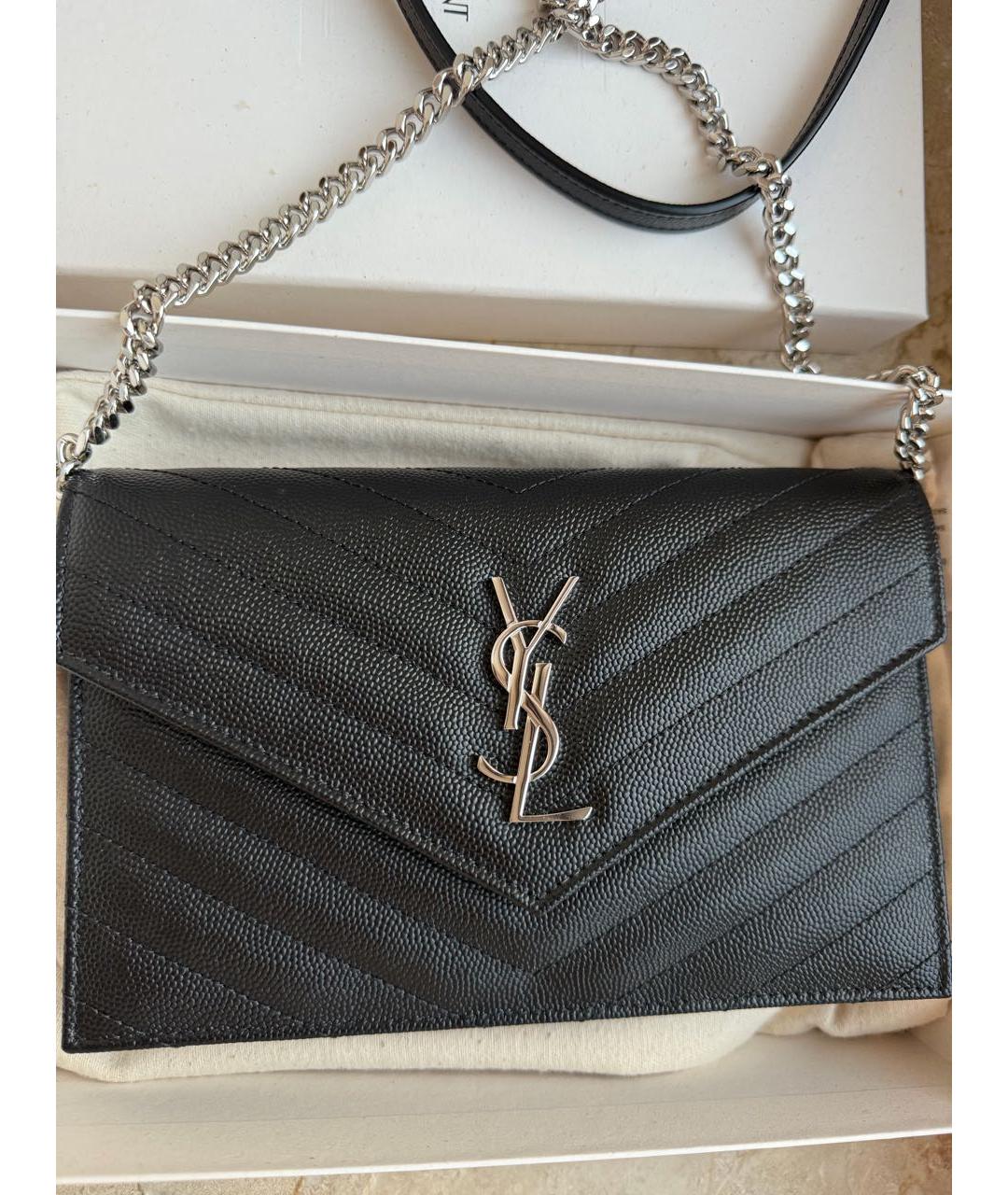 SAINT LAURENT Черная кожаная сумка через плечо, фото 6