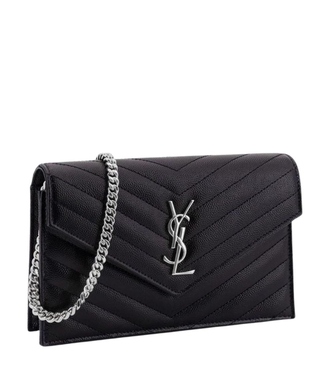 SAINT LAURENT Черная кожаная сумка через плечо, фото 1