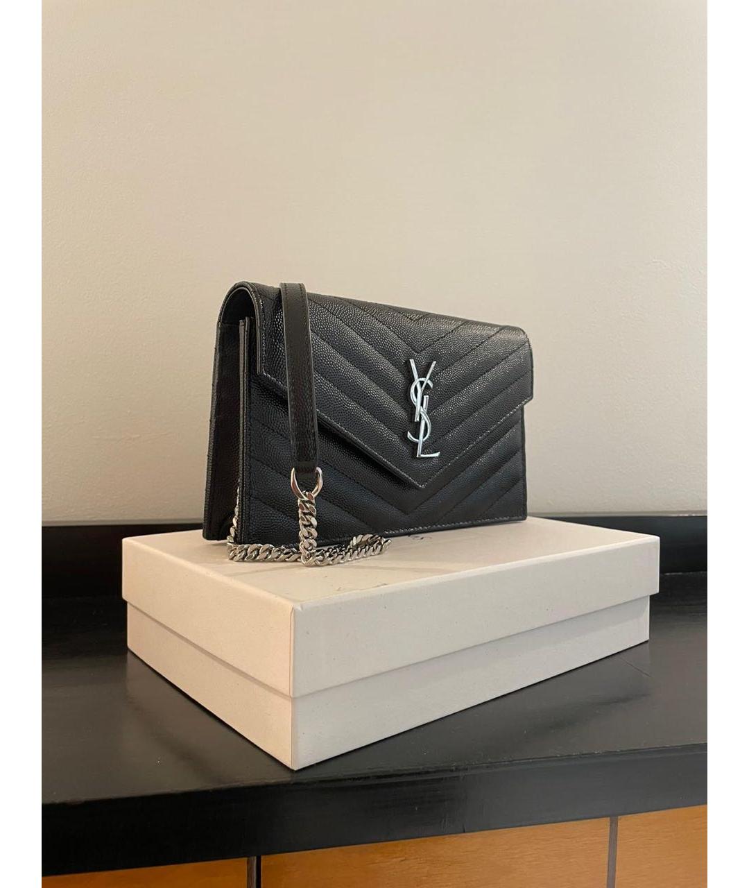 SAINT LAURENT Черная кожаная сумка через плечо, фото 5