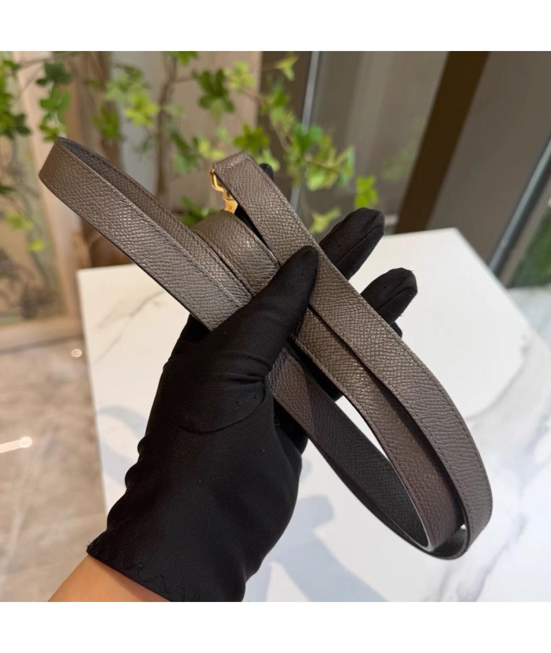 CELINE Серая кожаная сумка с короткими ручками, фото 3