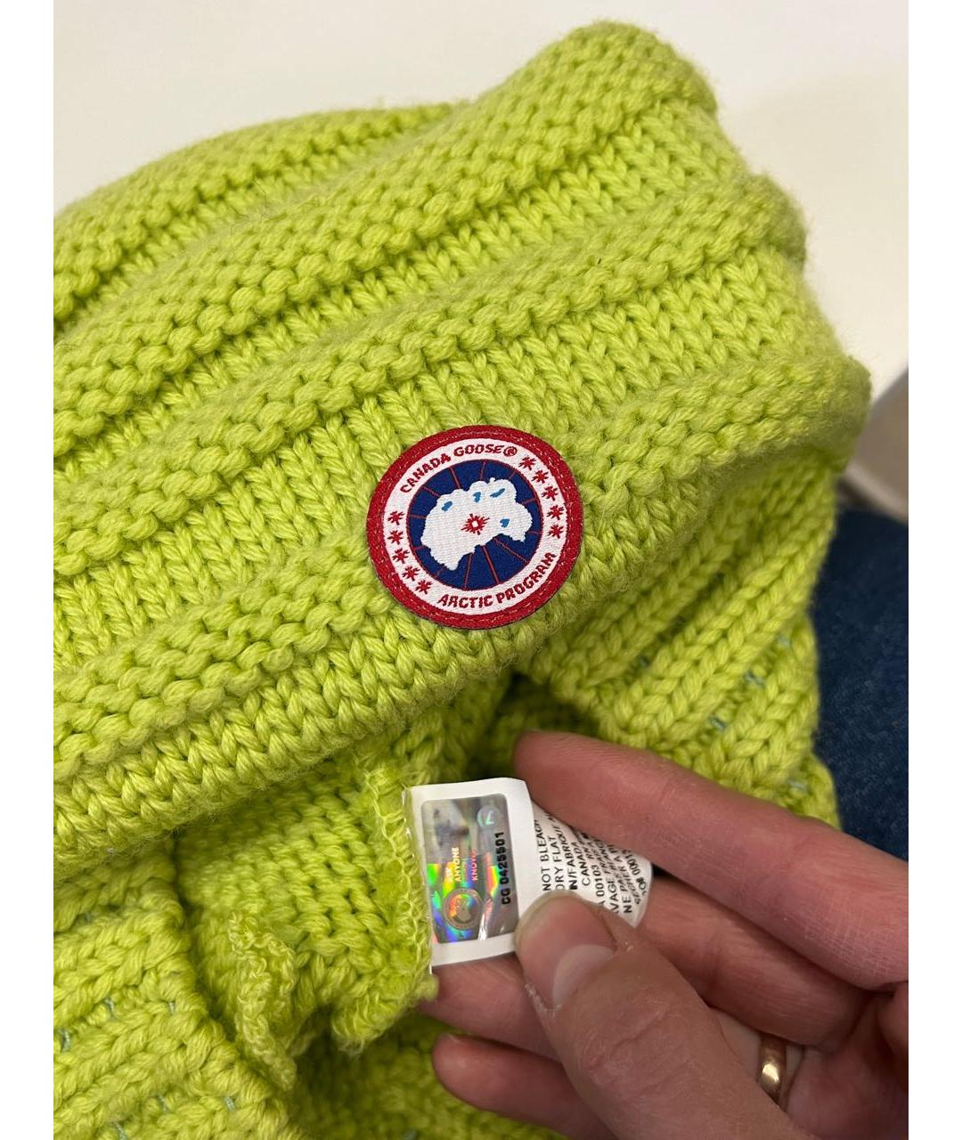 CANADA GOOSE Салатовая шерстяная шапка, фото 3