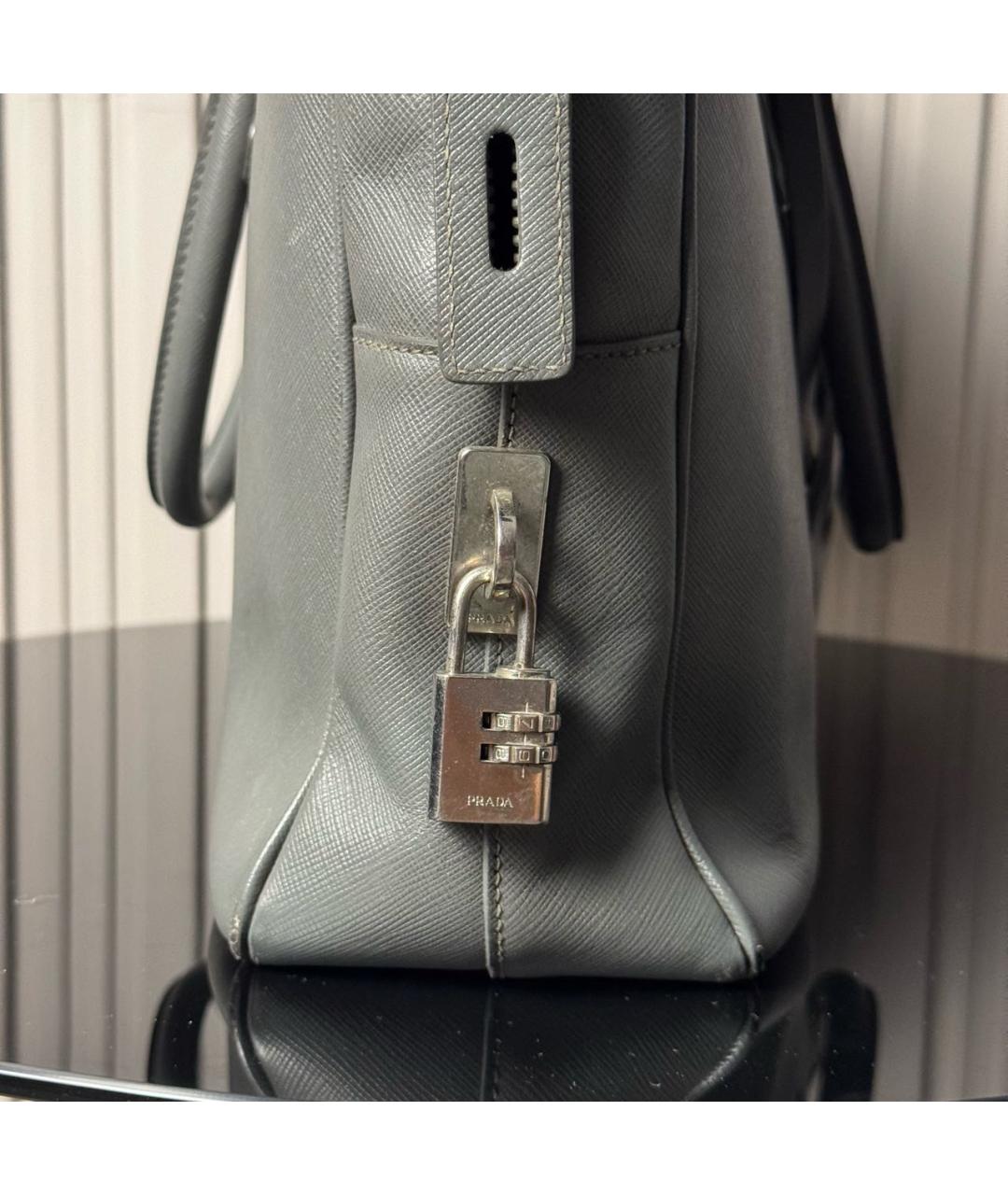 PRADA Серый кожаный портфель, фото 6