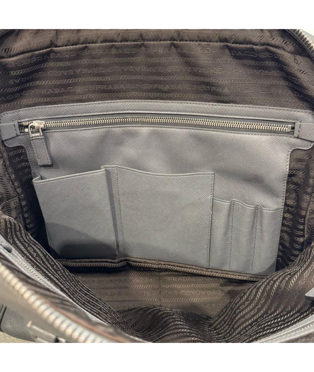 PRADA Серый кожаный портфель, фото 8