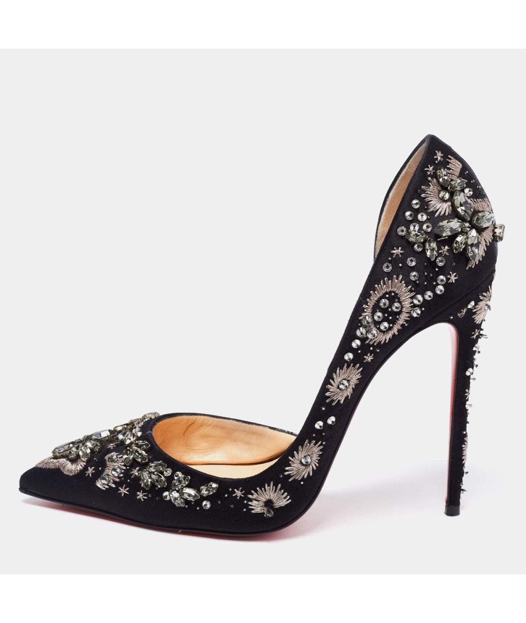 CHRISTIAN LOUBOUTIN Черные текстильные туфли, фото 5