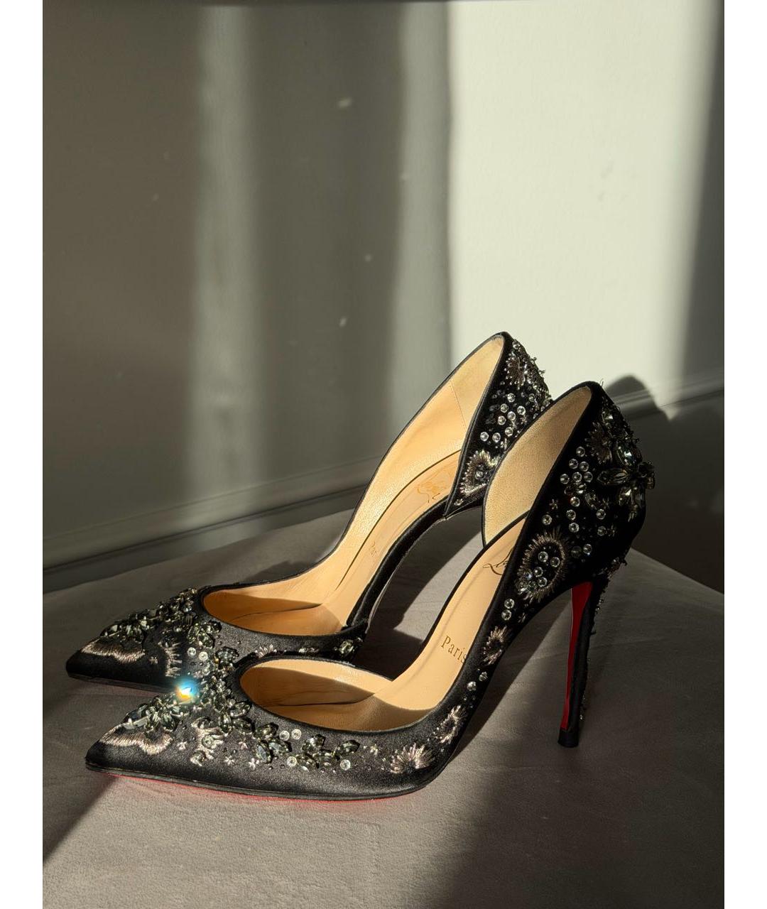 CHRISTIAN LOUBOUTIN Черные текстильные туфли, фото 3