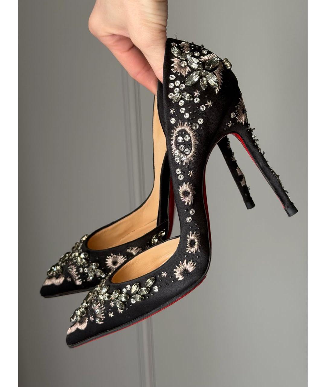 CHRISTIAN LOUBOUTIN Черные текстильные туфли, фото 2