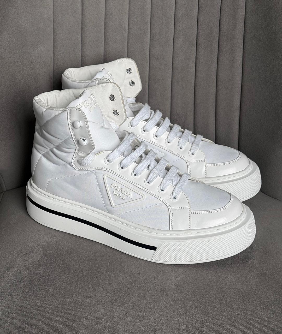 PRADA Белые кожаные кеды, фото 2