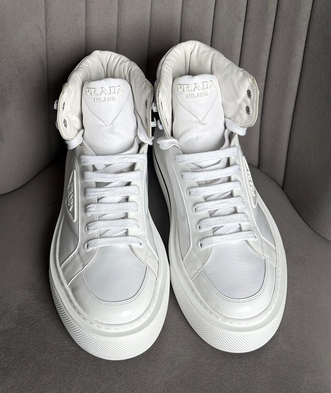 PRADA Белые кожаные кеды, фото 3