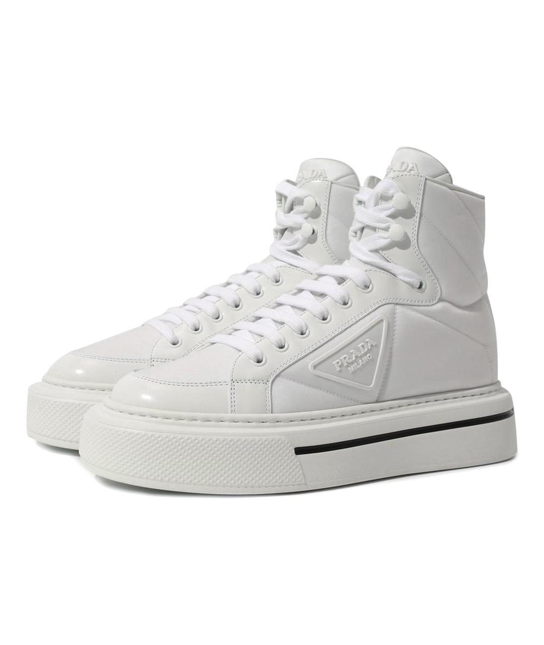 PRADA Белые кожаные кеды, фото 5