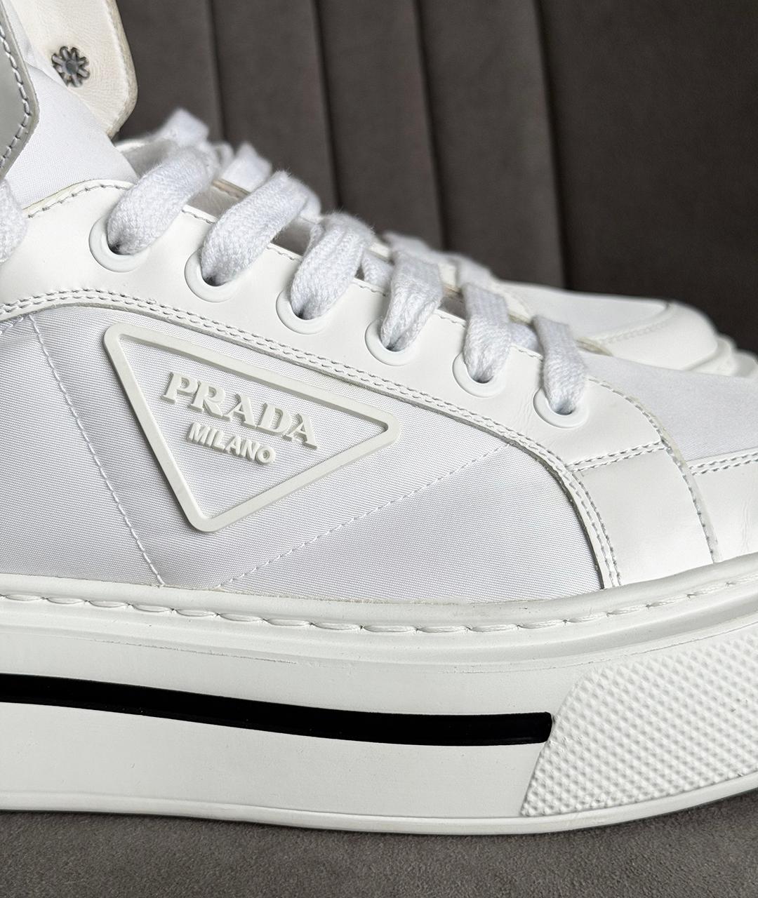 PRADA Белые кожаные кеды, фото 4