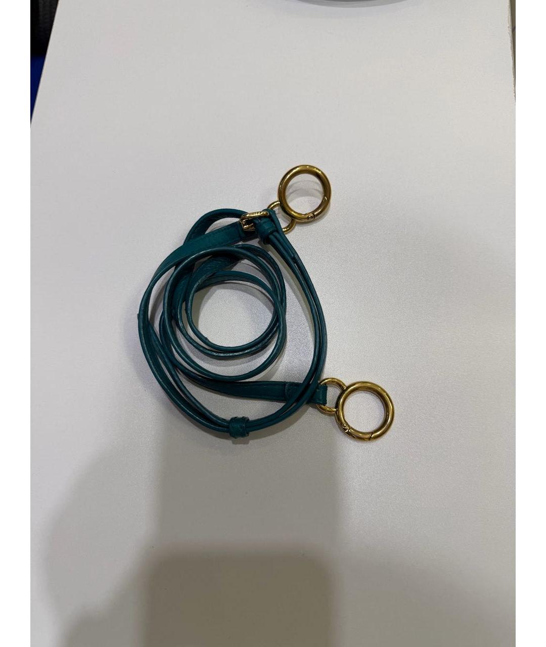 FENDI Бирюзовая кожаная сумка с короткими ручками, фото 6