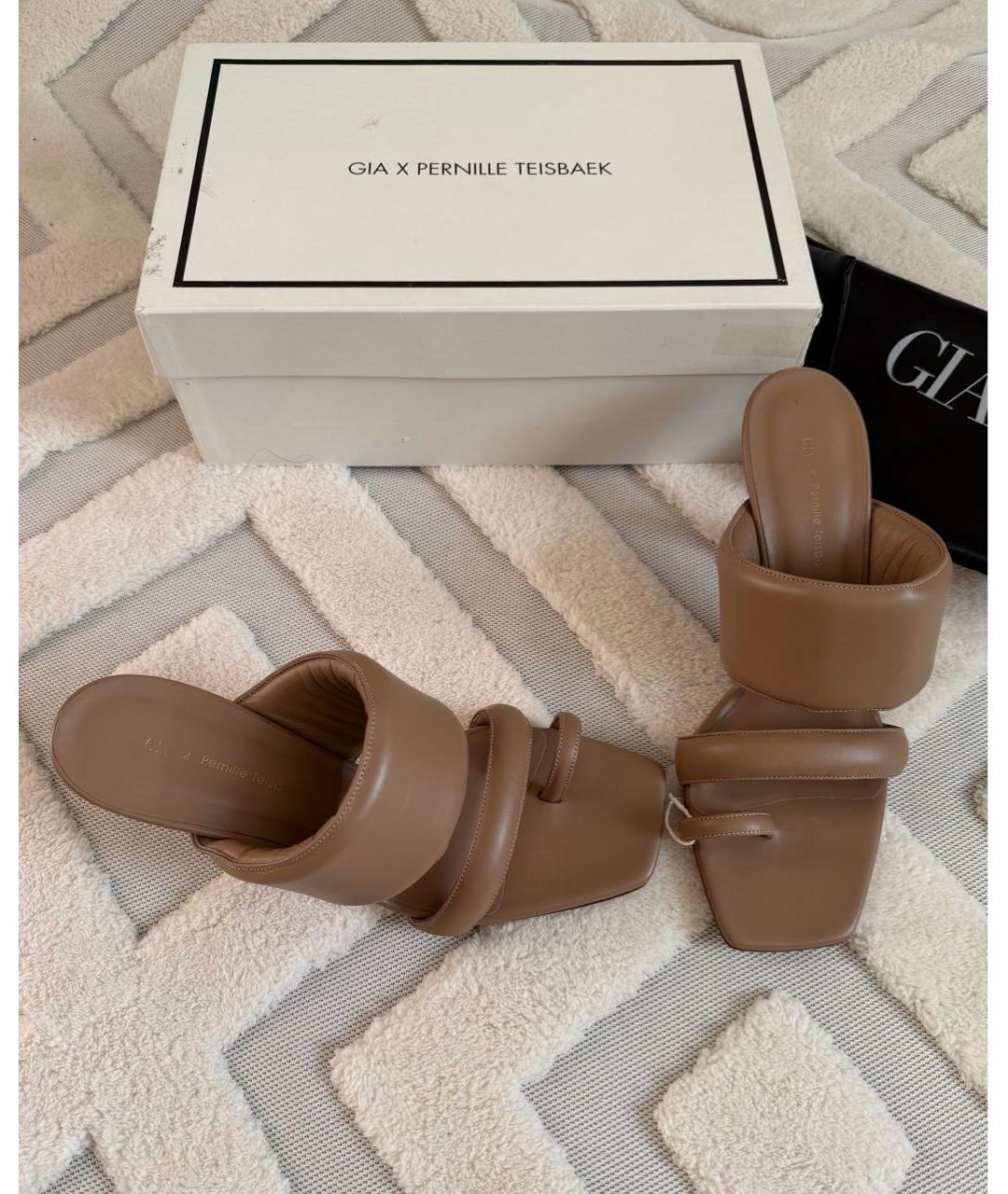 GIA COUTURE Бежевые кожаные босоножки, фото 2