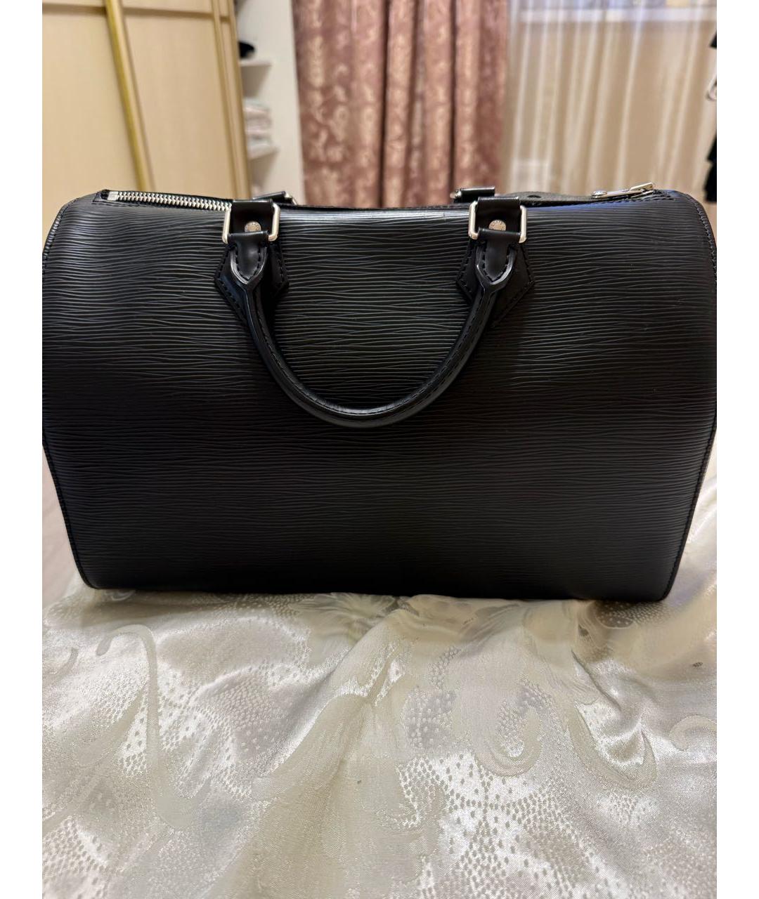 LOUIS VUITTON Черная кожаная сумка с короткими ручками, фото 6