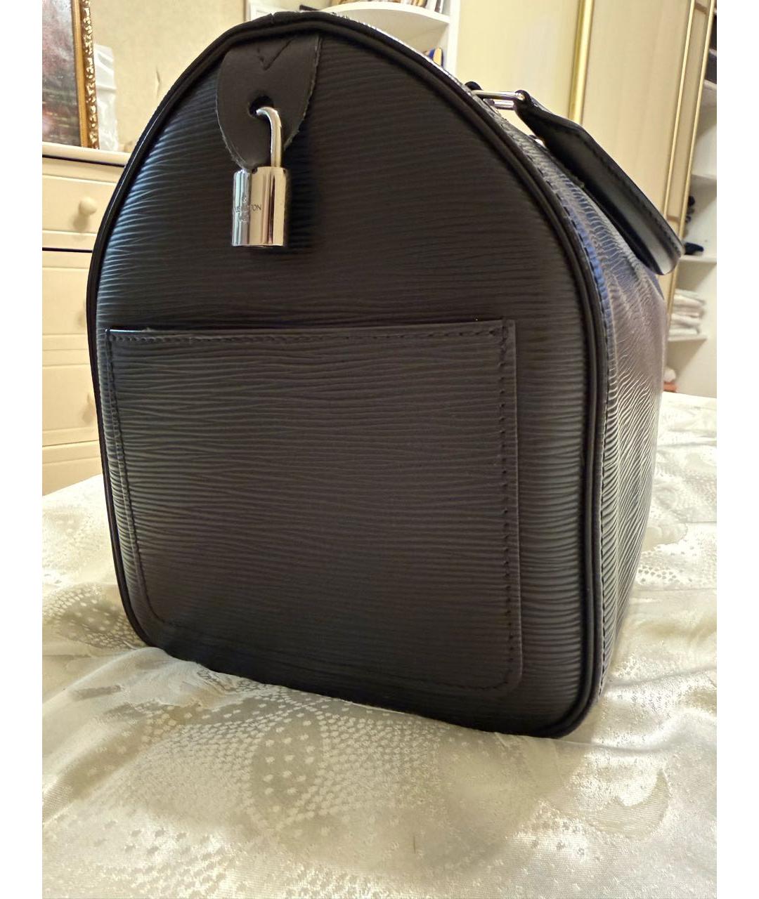 LOUIS VUITTON Черная кожаная сумка с короткими ручками, фото 2