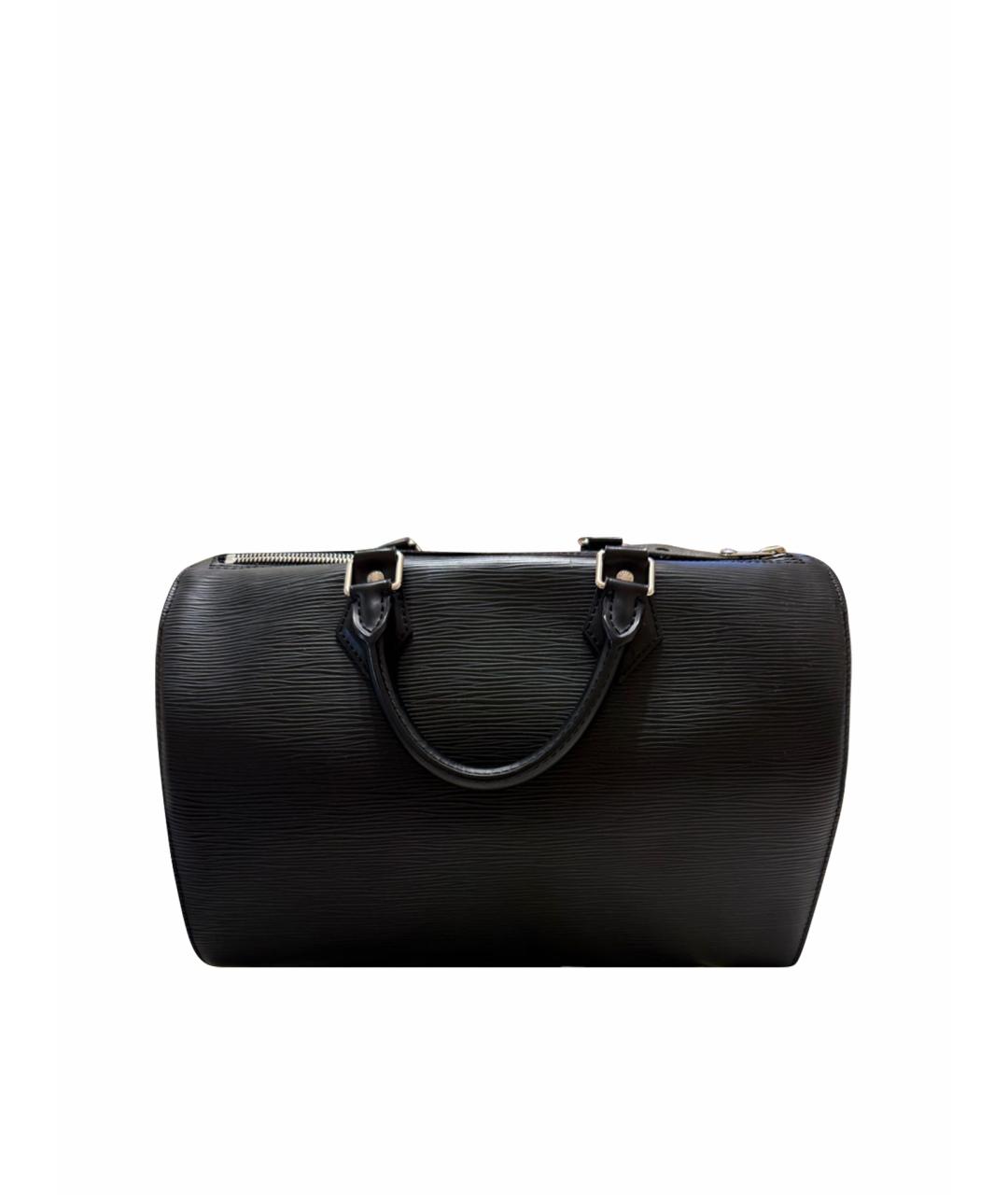 LOUIS VUITTON Черная кожаная сумка с короткими ручками, фото 1