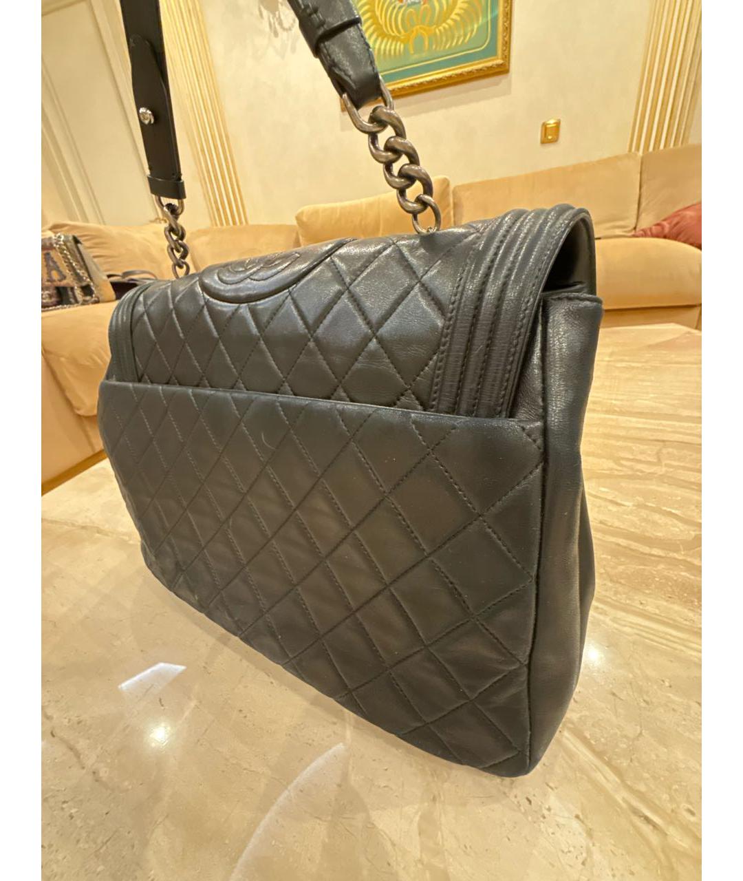 CHANEL Черная кожаная сумка через плечо, фото 6