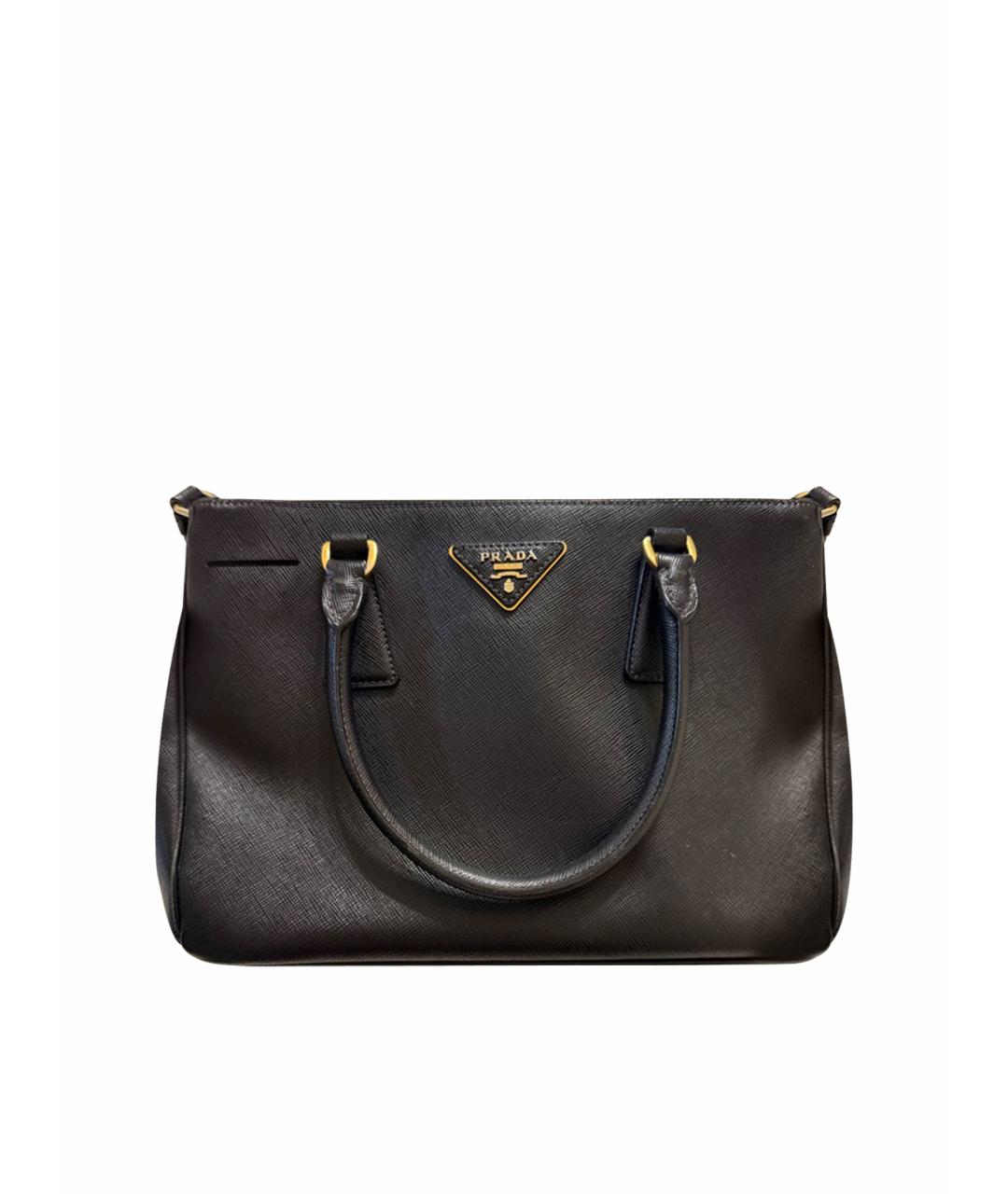 PRADA Черная кожаная сумка с короткими ручками, фото 1