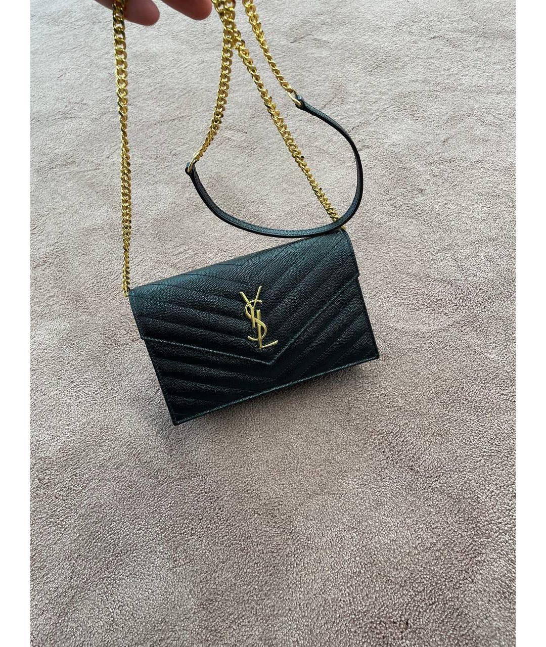 SAINT LAURENT Черная кожаная сумка через плечо, фото 3