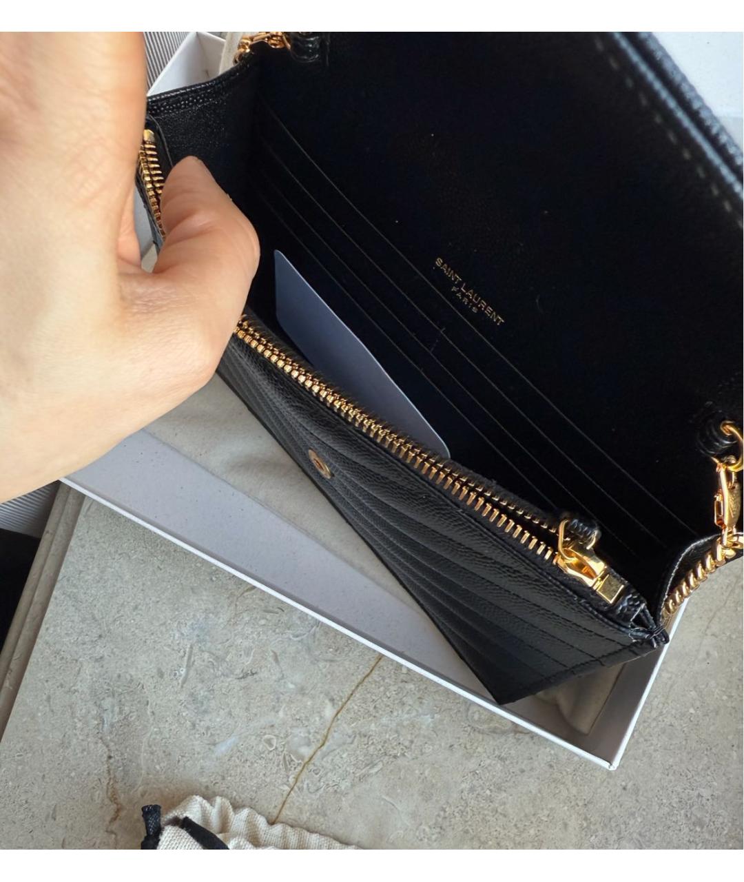 SAINT LAURENT Черная кожаная сумка через плечо, фото 6