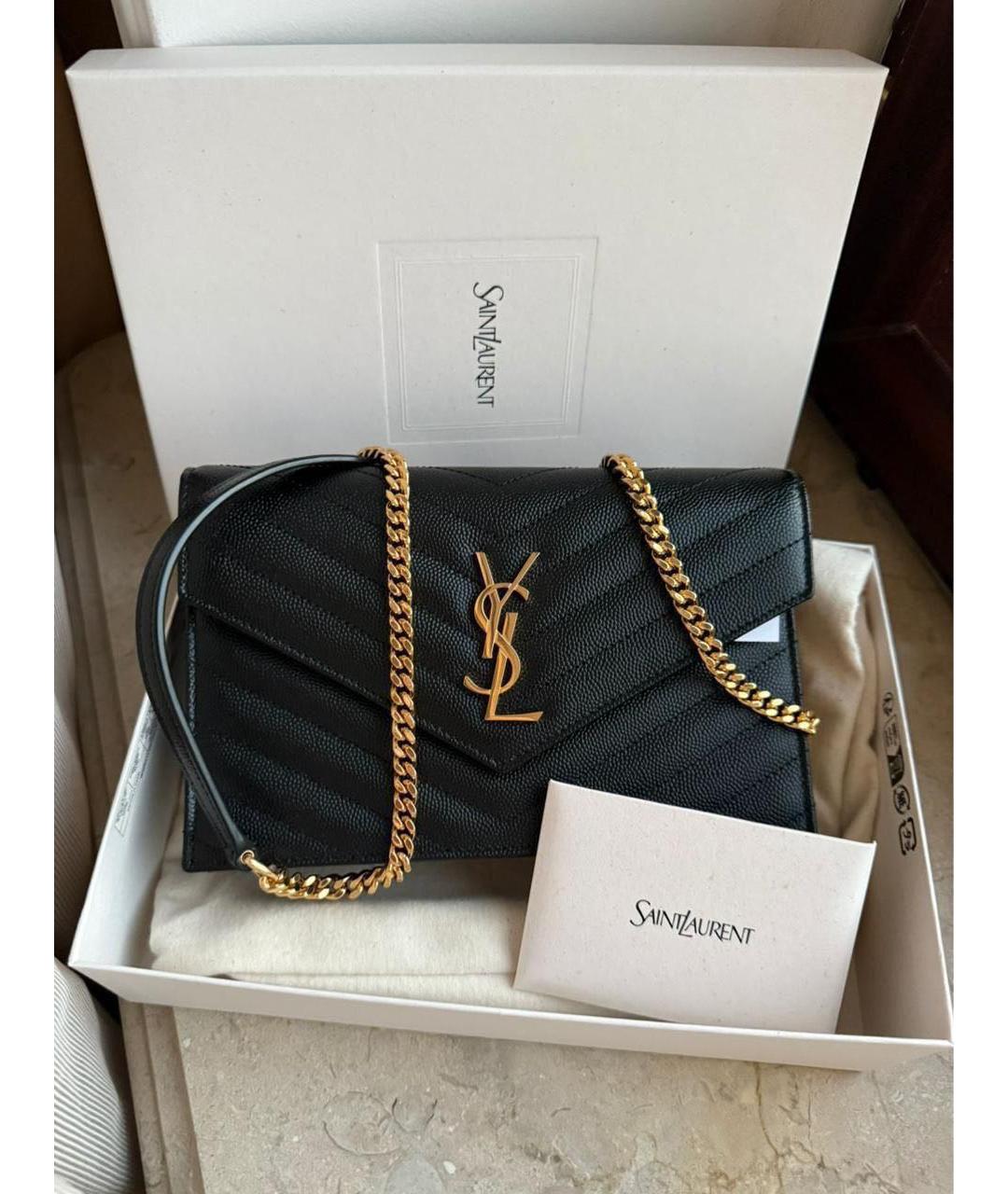 SAINT LAURENT Черная кожаная сумка через плечо, фото 7