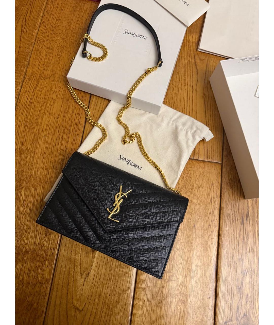 SAINT LAURENT Черная кожаная сумка через плечо, фото 4