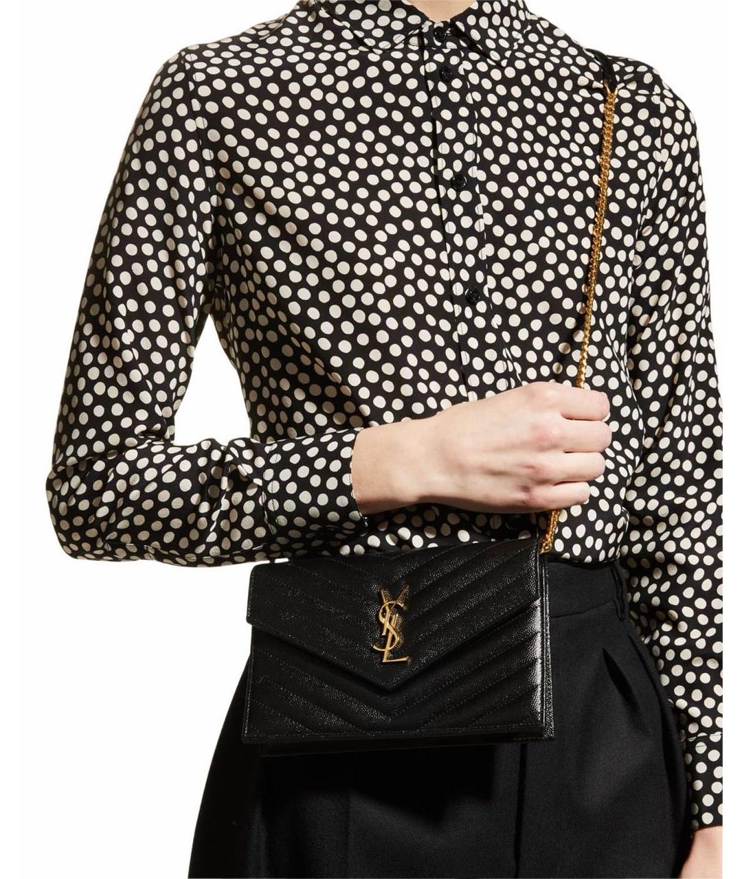 SAINT LAURENT Черная кожаная сумка через плечо, фото 8