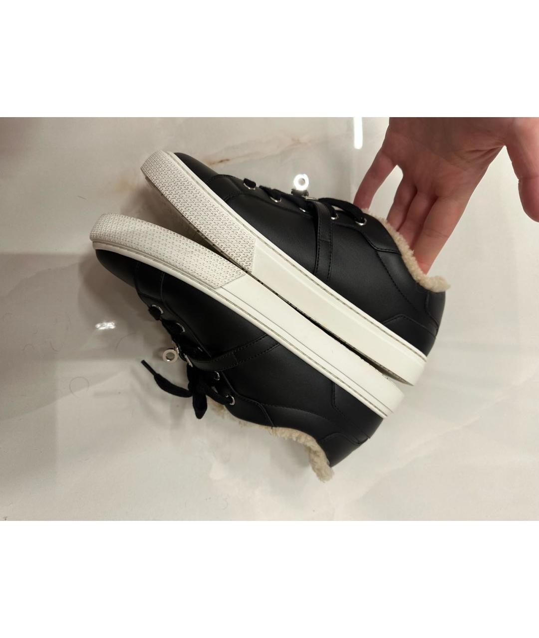 HERMES Черные кожаные кеды, фото 6