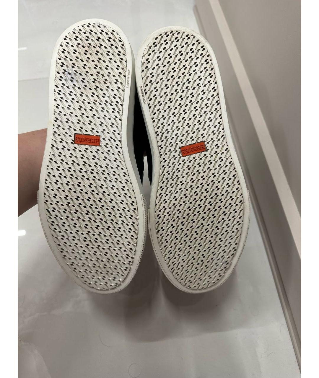 HERMES Черные кожаные кеды, фото 4