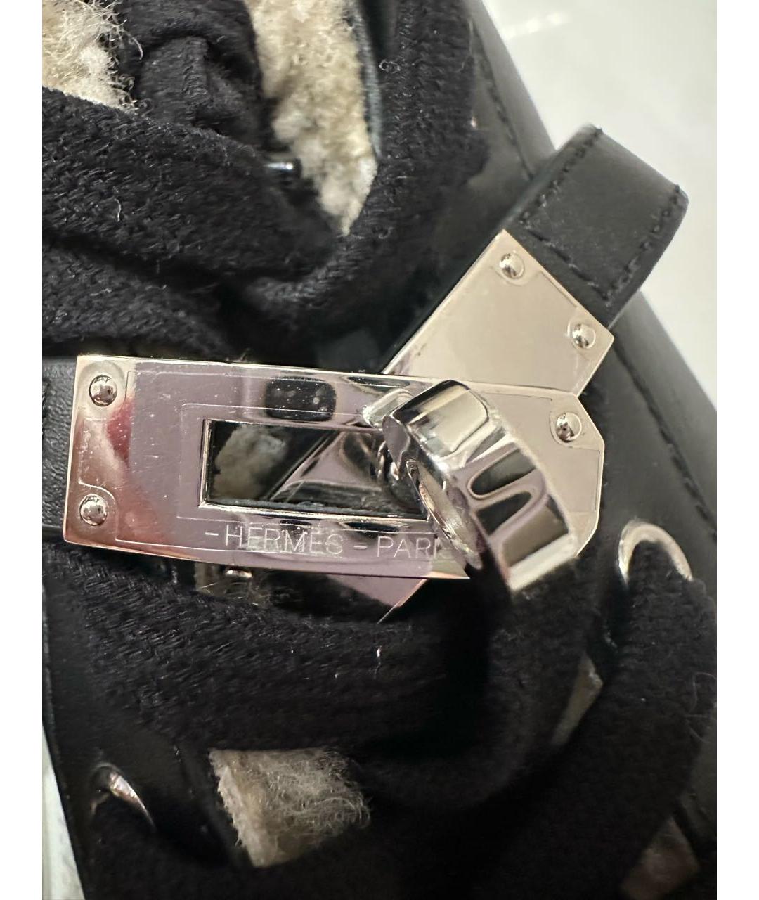 HERMES Черные кожаные кеды, фото 8