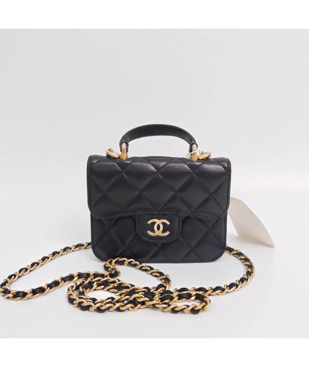 CHANEL Черная кожаная сумка через плечо, фото 8