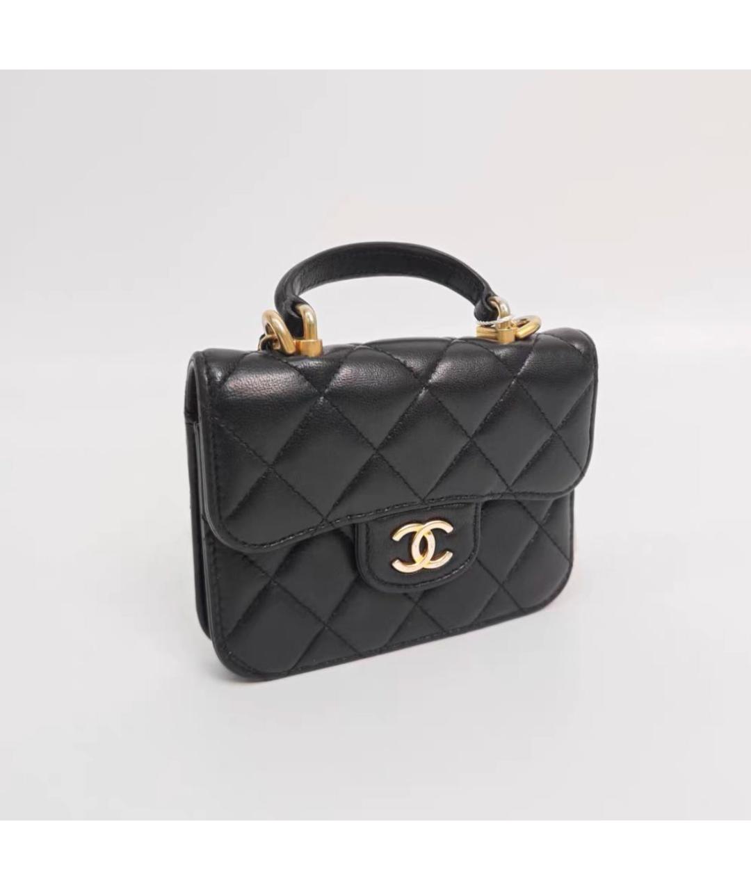 CHANEL Черная кожаная сумка через плечо, фото 4