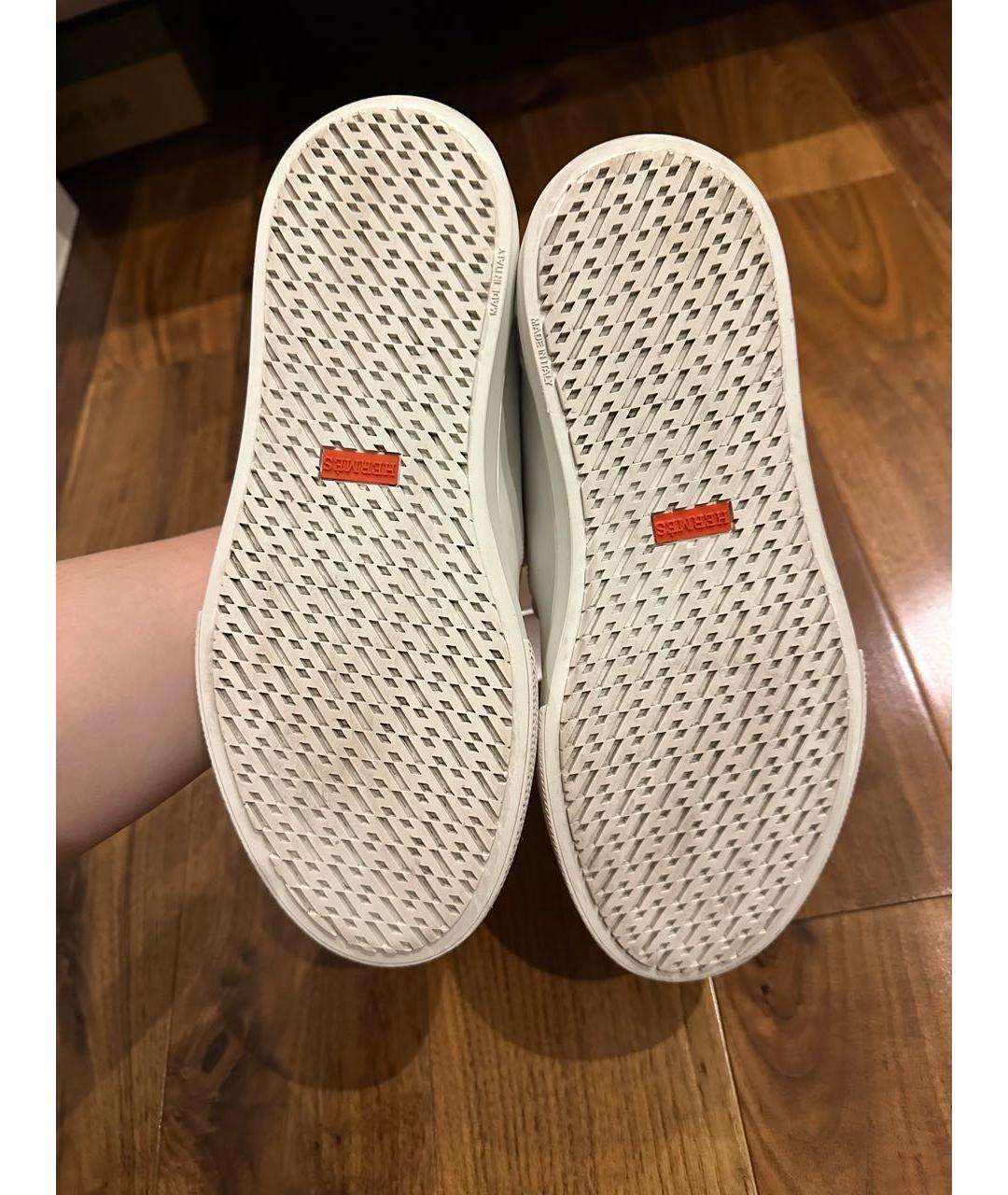 HERMES Белые кожаные кеды, фото 4