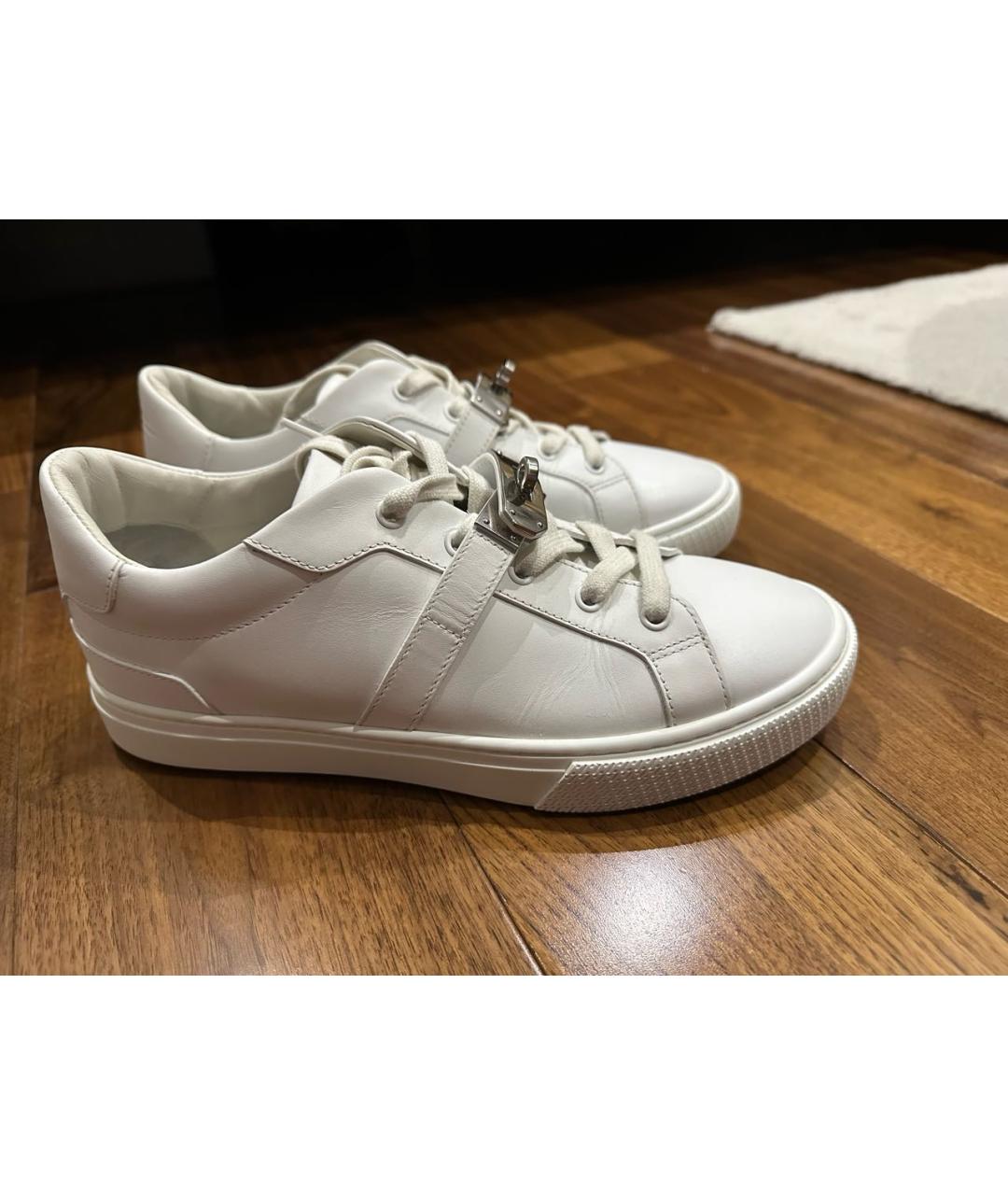 HERMES Белые кожаные кеды, фото 9