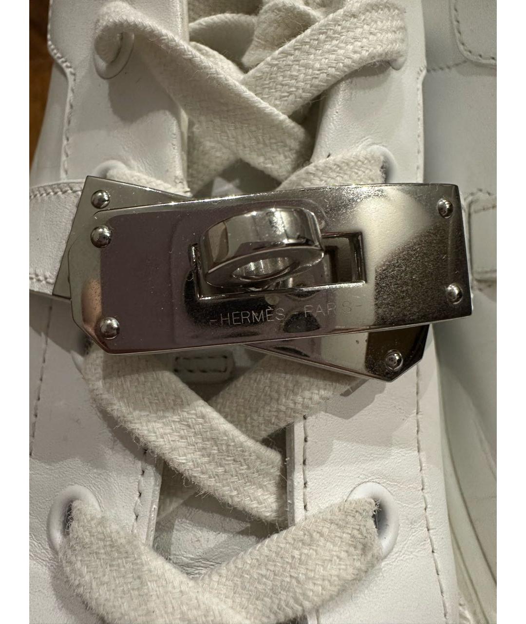 HERMES Белые кожаные кеды, фото 6