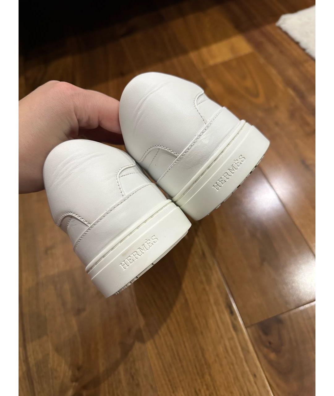 HERMES Белые кожаные кеды, фото 5