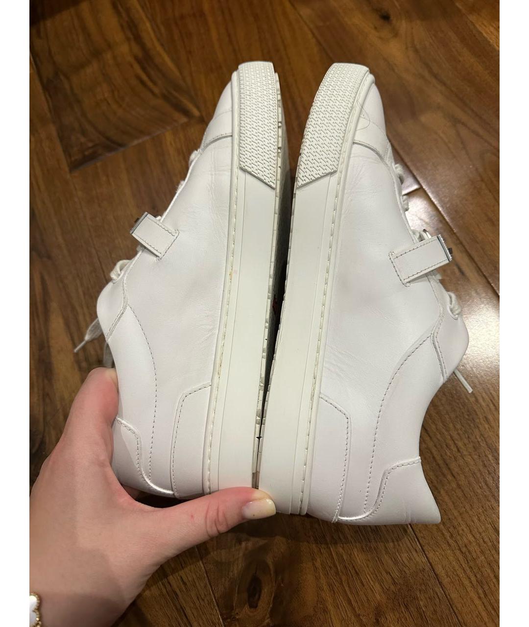 HERMES Белые кожаные кеды, фото 7