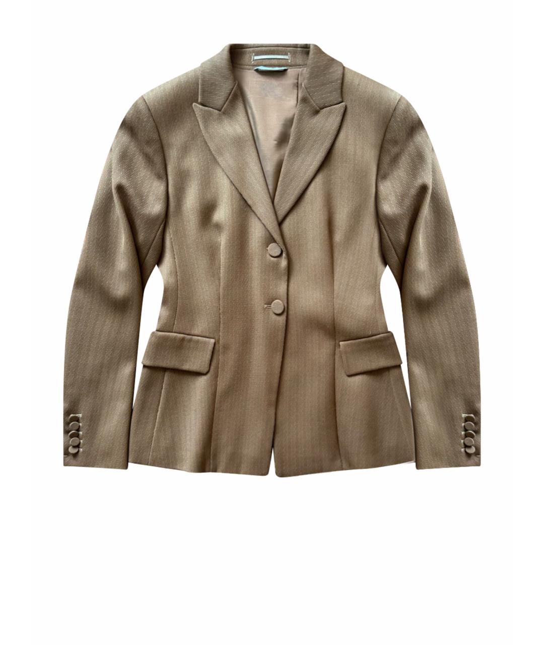 SPORTMAX Коричневый шерстяной костюм с брюками, фото 1