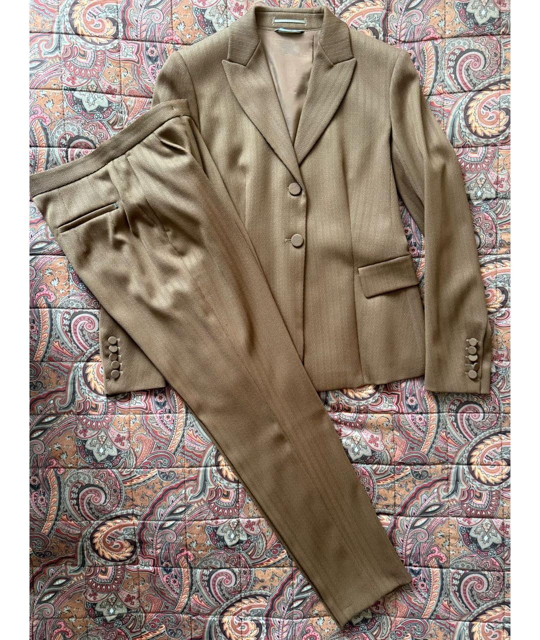 SPORTMAX Коричневый шерстяной костюм с брюками, фото 4