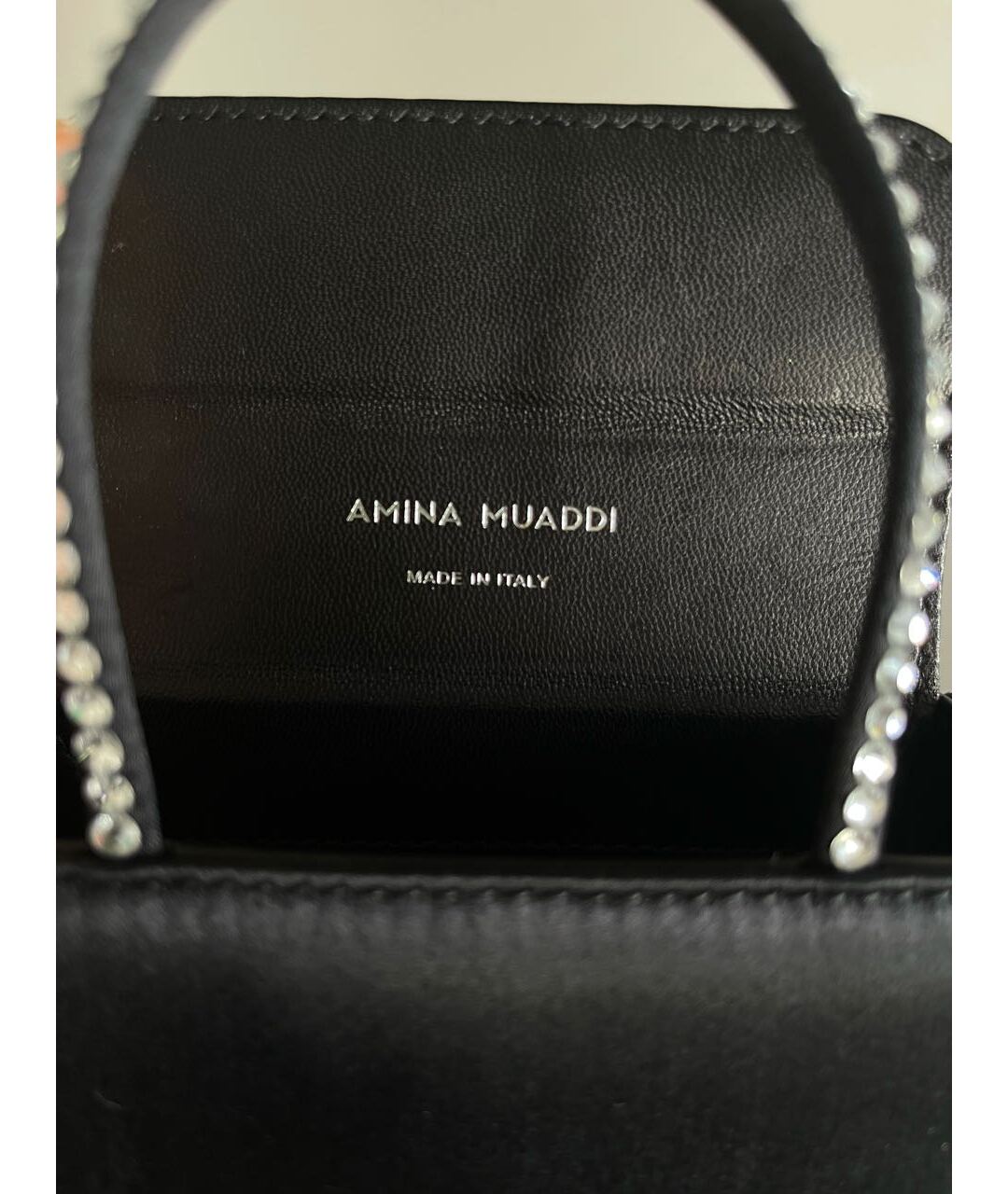 Amina Muaddi Черная тканевая сумка тоут, фото 8