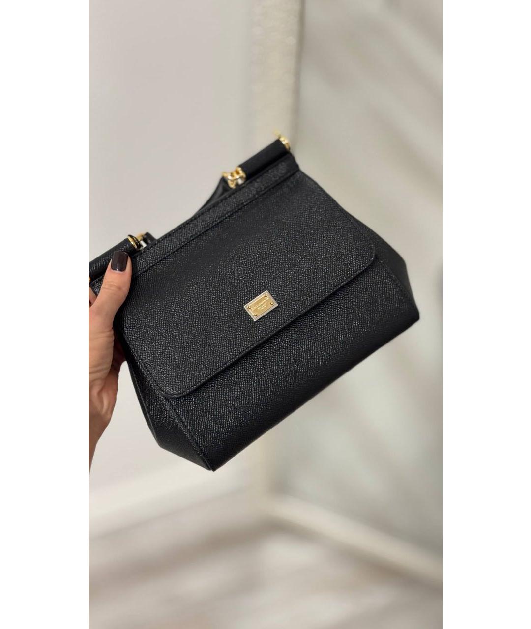 DOLCE&GABBANA Черная кожаная сумка через плечо, фото 7